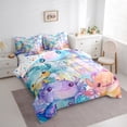 thumbnail image 3 of jejeloiu Lovely Axolotl Salamander 7-Piece Twin Bedding Sets,Watercolor Ink Painting Bedding Comforter Set,Abstract Aesthetic Art Sheet Sets For Teens,Ultra Soft Home Decor Reversible, 3 of 8