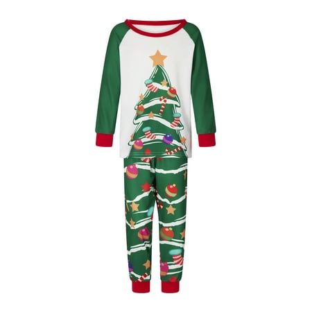 

Christmas Family Pajamas Matching Set Tree Print Long Sleeve Tops with Pants Sleepwear Loungewear