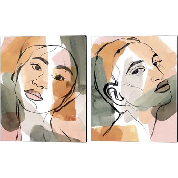 Great Art Now Earthly Angels by Annie Warren 2 Piece Canvas Art Set Each 12"W x 15"H