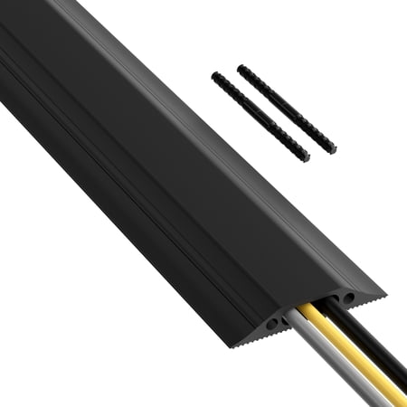 D-Line Black Floor Cable Protector, 1.18x0.39in Cord Cavity, 6ft Length