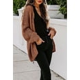 thumbnail image 4 of Women's Chunky Sweater Cardigan Lantern Sleeve Open Front Oversized with Pocket Winter, 4 of 5