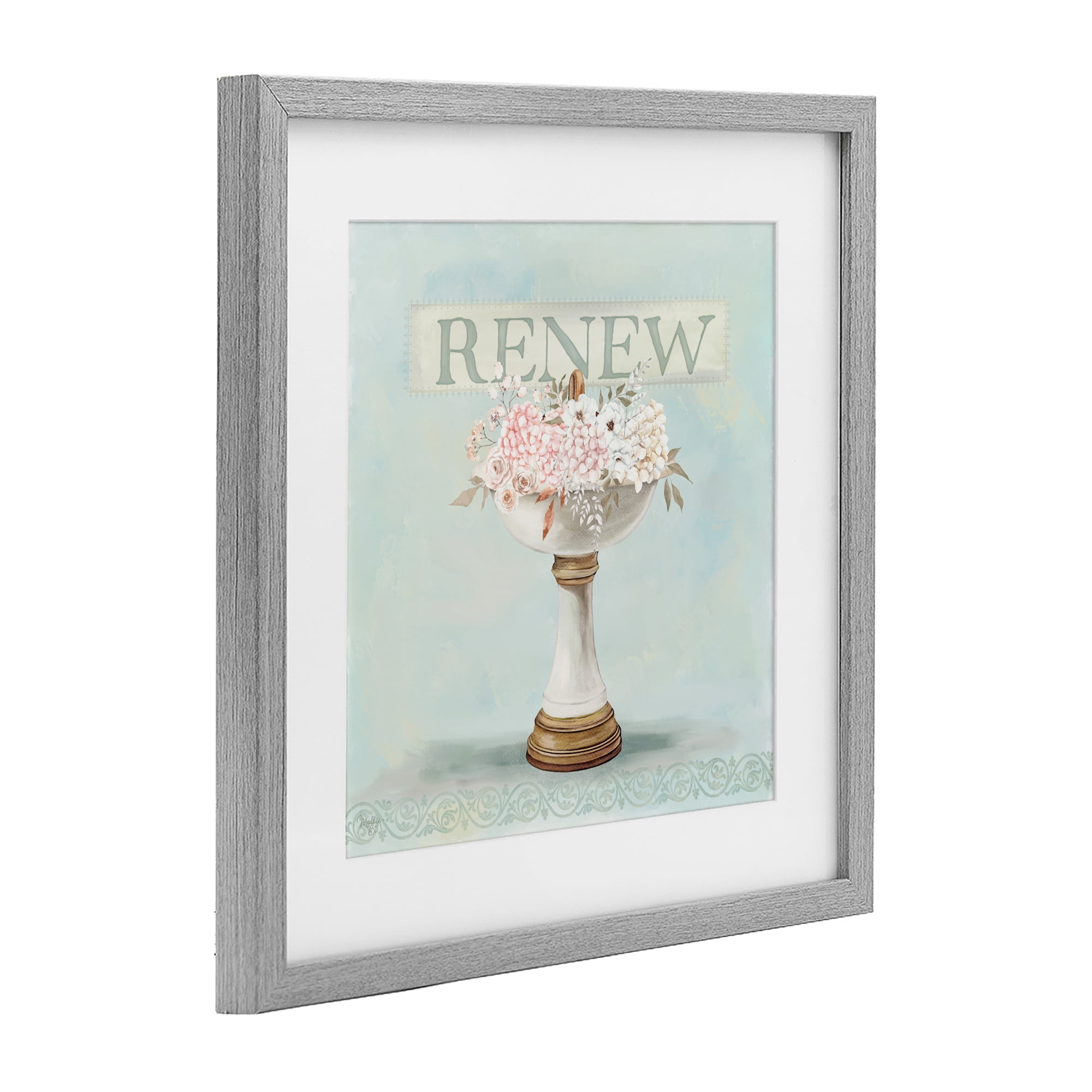 Stupell Industries Renew Floral Sink Gray Framed Print Under Glass, design by Mollie B.