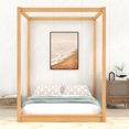 thumbnail image 2 of Wood Full Size Canopy Platform Bed with Support Frame for Bedroom, Natural, 2 of 10