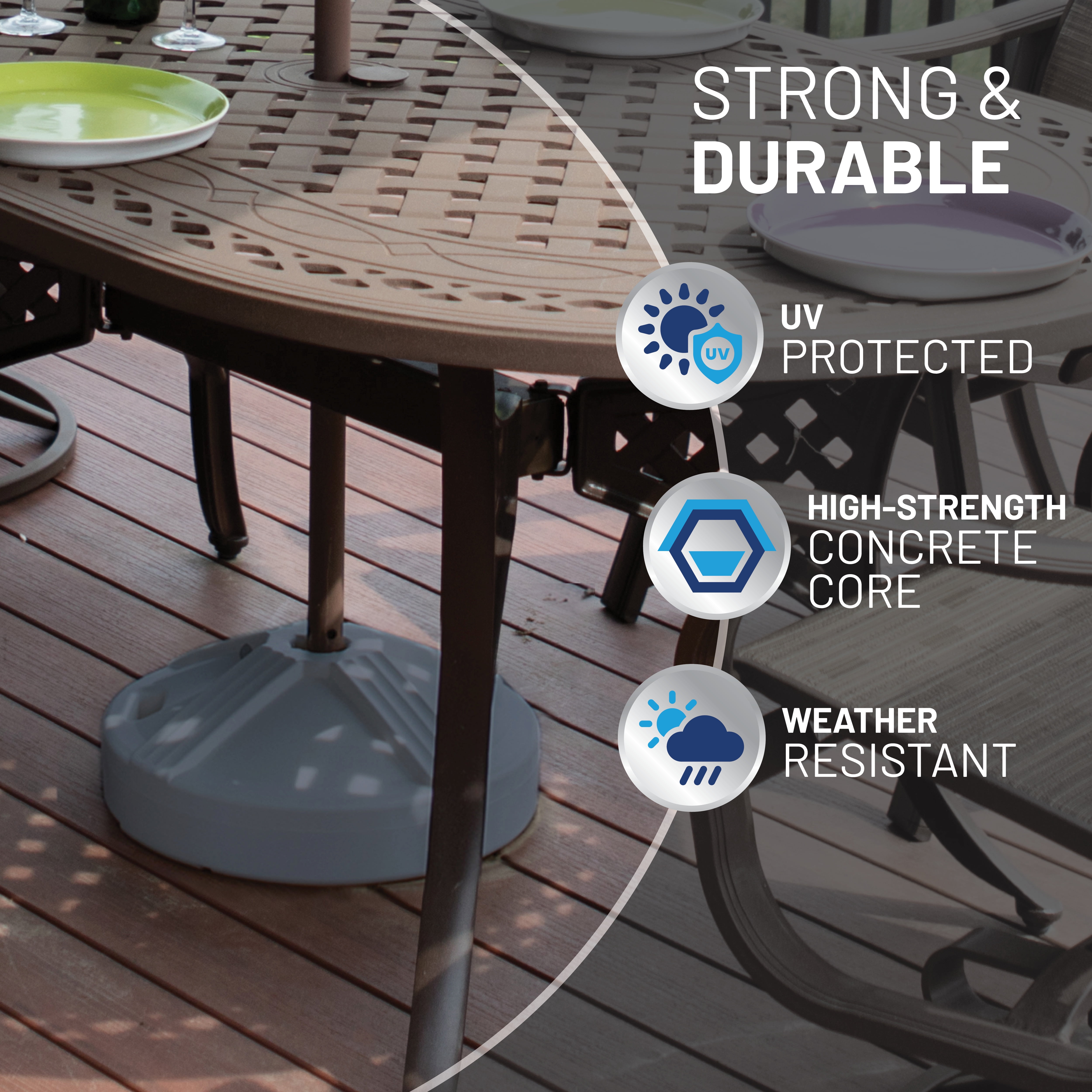 US Weight Durable 50 Pound Umbrella Base Designed to be Used with a Patio Table (Grey)