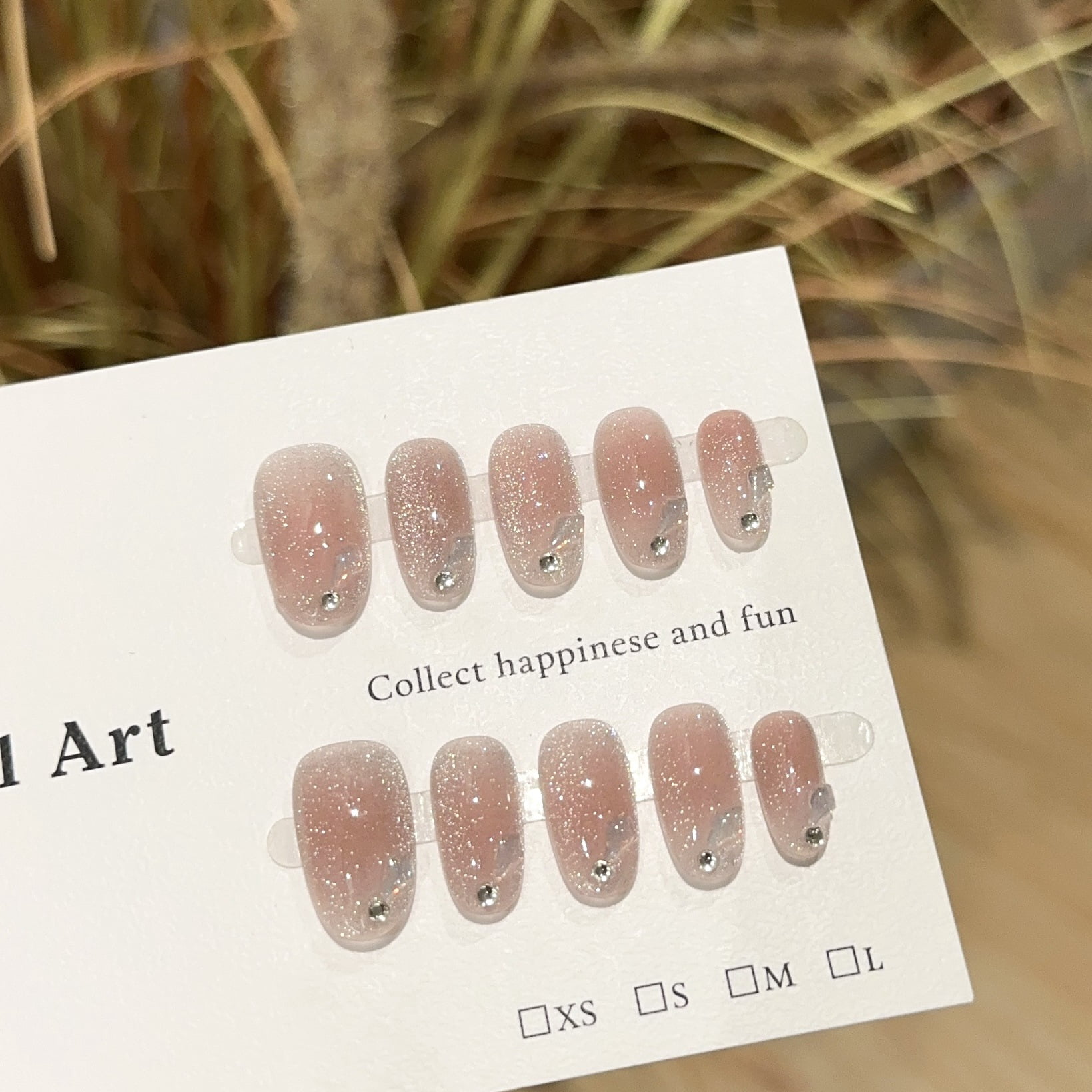 Purely hand-worn nail high-end silver-gray short nail art piece white light luxury simple fake nail patch finished product