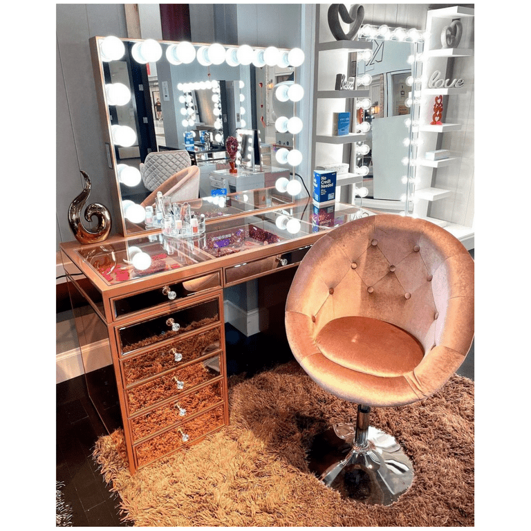 Impressions Vanity Antoinette Tufted Swivel Makeup Chair No Wheels White Walmart
