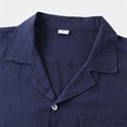 thumbnail image 6 of Migroa Mens Fashion Summer Outfits Relaxed Fit Short Sleeve Button Down Shirts And Drawstring Waist Shorts Summer Beach Casual Texture 2 Piece Sets Navy Xl, 6 of 6