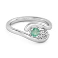 thumbnail image 2 of 0.5 Ct Emerald 925 Sterling Silver Two Stone Swirl Engagement Women Mother's Day Gift Ring, 2 of 3