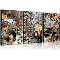 Trendy Leopard Canvas Wall Art Set of 3-Funky Black Girl Cheetah Pictures Lucky You Posters Prints Preppy Room Aesthetic Home Decor for Bedroom Bathroom Y2k Room Decorate