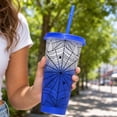 thumbnail image 5 of Spider Color Changing Cups, Cold Activated Color Changing Spider Web Tumbler, 24oz Reusable Plastic Cup with Lid & Straw, Halloween Spider Iced Drink Tumbler for Party Favors, Travel, Daily Use, 5 of 7