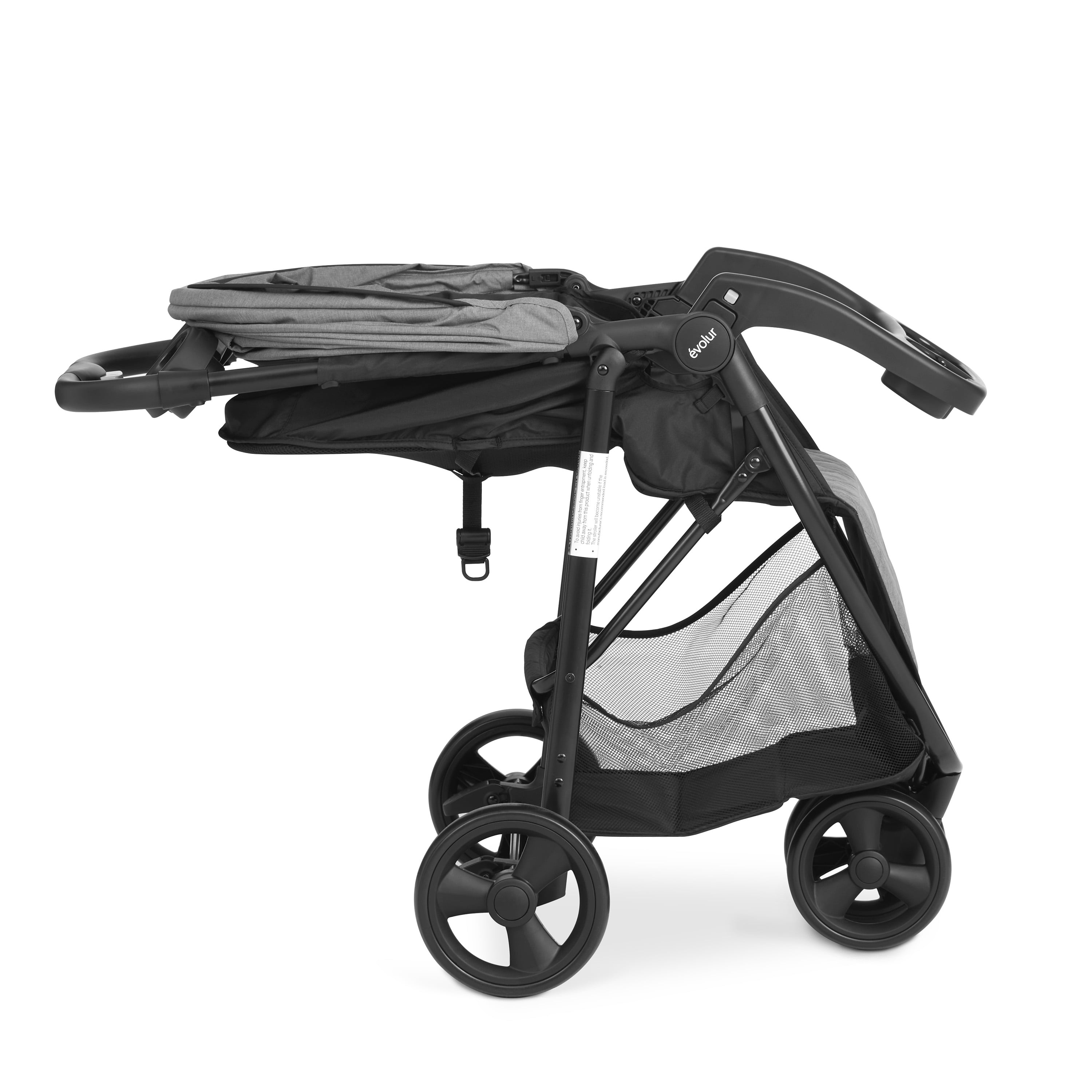 Evolur Breeze Lightweight Stroller Adjustable Backrest/Canopy, Storage Basket, Gray
