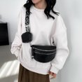 thumbnail image 3 of Bolso Pecho PU para Mujer Riñonera Suave Correa Ajustable Riñonera (negro), 3 of 9