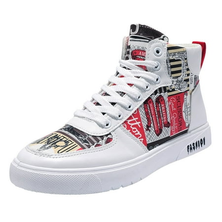

Mens Casual Shoes Men Shoes High Top Fashion Casual Shoes for Walking Lace Up Sports Shoes Casual Shoes for Men Pu Red 39