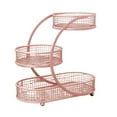thumbnail image 3 of Cesta de frutas con soporte para frutero, organizador resistente de hierro de 3 niveles para almacenamiento en mostrador Rosa, 3 of 9