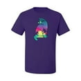 thumbnail image 2 of Neon Beach Sunset Cat California Vibes | Mens Animal Lover Graphic T-Shirt, Purple, Large, 2 of 4