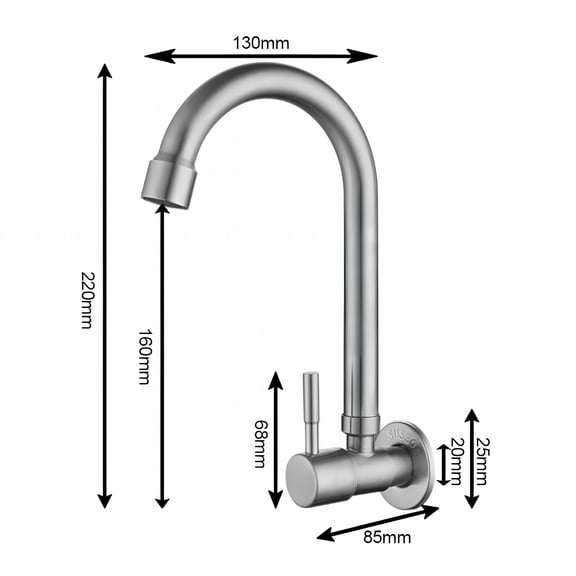 HIBIBUD Bathroom Accessories Rotation Stainless Steel Wall Mounted Kitchen Sink Water Faucet Tap Single Cold