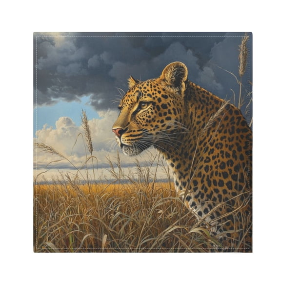 Napkin Satin Napkin 20*20Inchx1 Kitchen Towel Dinner Plate Towel Decorative Towel Napkin Tea Towel Suitable For Kitchen Table Prairie Cartoon Jaguar