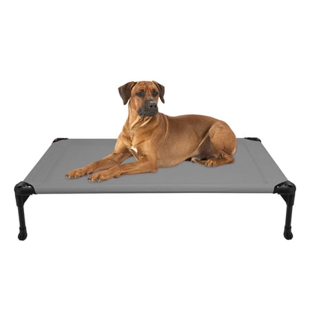Veehoo Cooling Elevated Dog Bed, Portable Raised Pet Cot with Washable Mesh, Large, Silver Grey