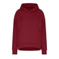 thumbnail image 3 of Oversized Hoodie for Women with Pockets Solid Color Hooded Sweatshirt Fashion Casual Loose Long Sleeve Top Hood (Red XL), 3 of 5