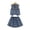 Blue, variant on Tranfacy Girls Summer Outfits Sleeveless Button Up Denim Over Shirt Fashion with Denim Pleated Skirt Casual 2 Piece Set