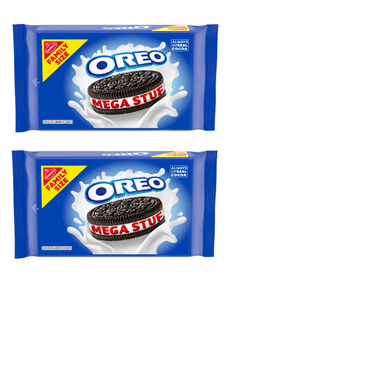 Oreo Mega Stuf Chocolate Sandwich Cookies Family Size 17.6oz Pack of 2