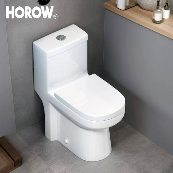HOROW Liberty 12" Rough-in Compact  Dual-Flush Round One-Piece Toilets  1.28GPF Ceramic in White