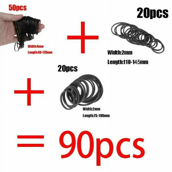 Mix 90PC Rubber Cassette Drive Square Flat Belt Kit For Tape Machine Common