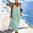 thumbnail image 5 of Summer Dresses for Women Casual Backless Spaghetti Strap V Neck Loose Flowy Beach Vacation Maxi Cotton Linen Dress,Sizes S-2XL, 5 of 6