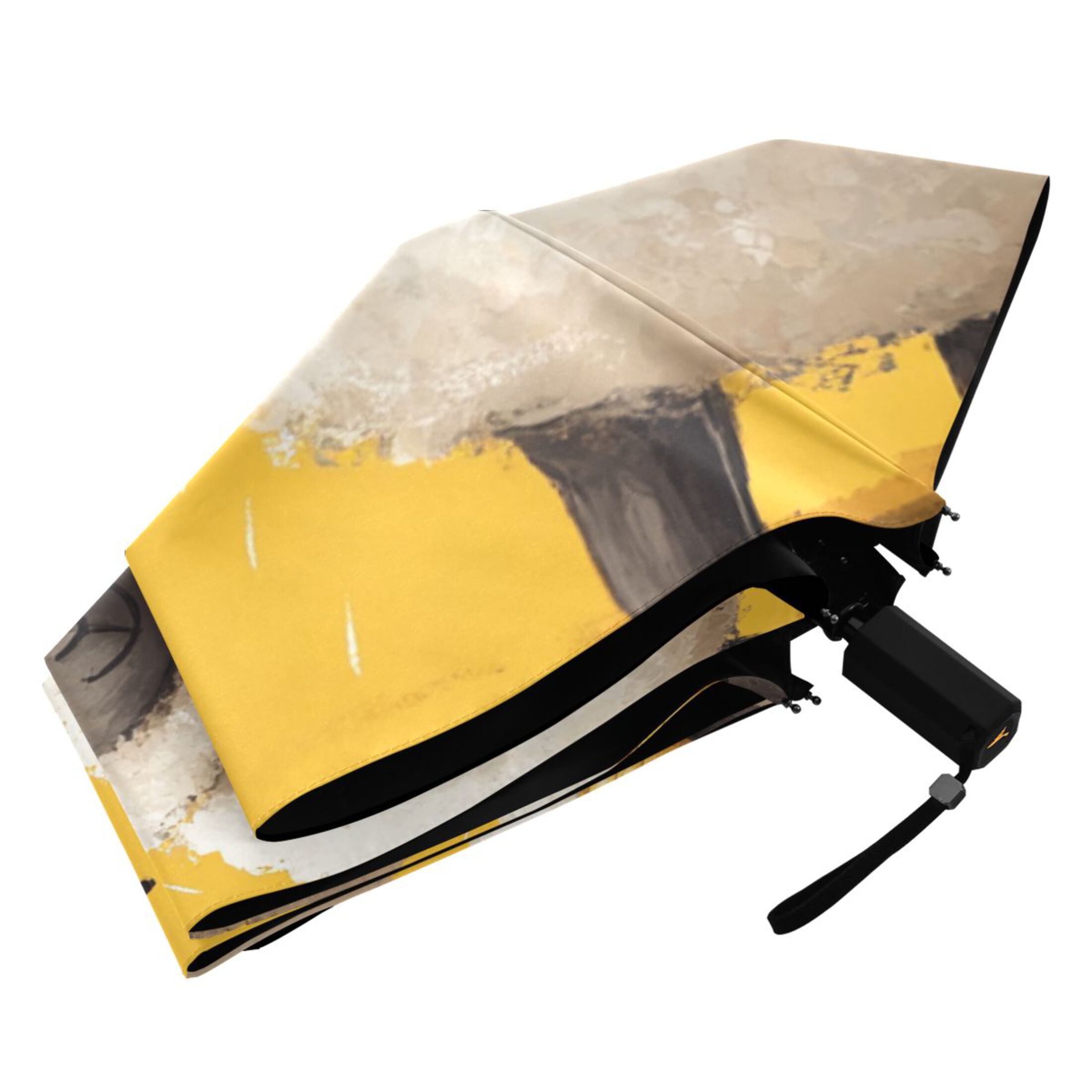 Cute Sheep with Yellow Umbrella All Weather Umbrella Triple Folding Parasol 6 Ribs UV Protection Portable