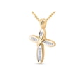 thumbnail image 2 of Diamond Princess 10kt Yellow Gold Womens Baguette Diamond Cross Pendant 1/4 Cttw, 2 of 2