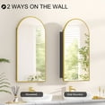 thumbnail image 5 of Hironpal 16" x 32" Farmhouse Recessed or Surface Mount Arched Metal Bathroom Medicine Cabinets with Mirror and 3 Adjustable Glass Shelves, Brushed Gold, 5 of 9