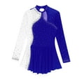 thumbnail image 5 of Aiihoo Womens Sparkly Rhinestone Sheer Mesh Dresses Figure Skating Dance Leotard Dress Long Sleeve Dresses Blue S, 5 of 5