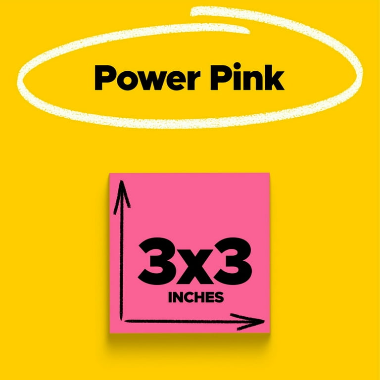 Post-it Super Sticky Notes, 3 in x 3 in, Bright Pink, 1 Pad