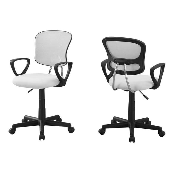 Monarch Specialties Office Chair, Adjustable Height, Swivel, Ergonomic, Armrests, Computer Desk, Work, Juvenile, Metal, Mesh, White, Black, Contemporary, Modern