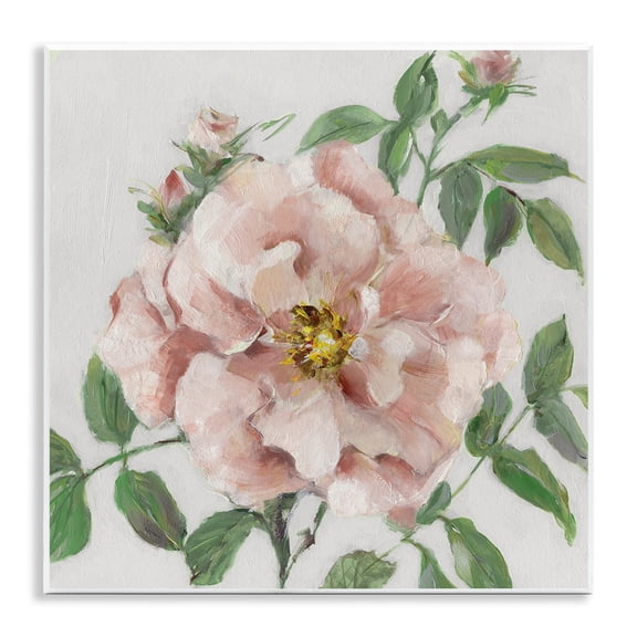 Stupell Industries Traditional Single Pink Blossom Floral Painting Unframed Art Print Wall Art, 12 x 12