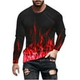 thumbnail image 2 of DDAPJ pyju 3D Graphic T-shirt for Men Flame Print Casual Long Sleeve Crewneck Pullover Tees Plus Size Lightweight Casual Workout Tee Tops Big and Tall Cool Streetwear Red 4XL, 2 of 5
