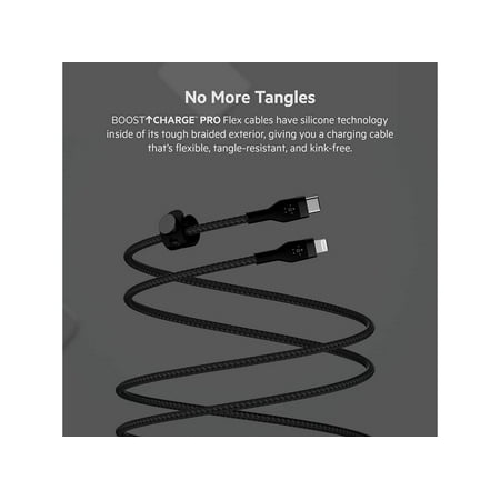 Belkin - BoostCharge Pro FlexUSB-C Cable with Lightning Connector - Black