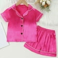thumbnail image 2 of Byoo Toddler Girl Loungewear Set Gradient Color Short Sleeve Button Down Shirt Shorts Clothing Set Soft Loose Fit Sleepwear Outfit, 2 of 9