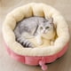 thumbnail image 4 of Cama redonda y suave para perros y gatos | Cuna acogedora de piel sintética con borde elevado | Cojín de descanso de apoyo para razas pequeñas, medianas y grandes, 4 of 6