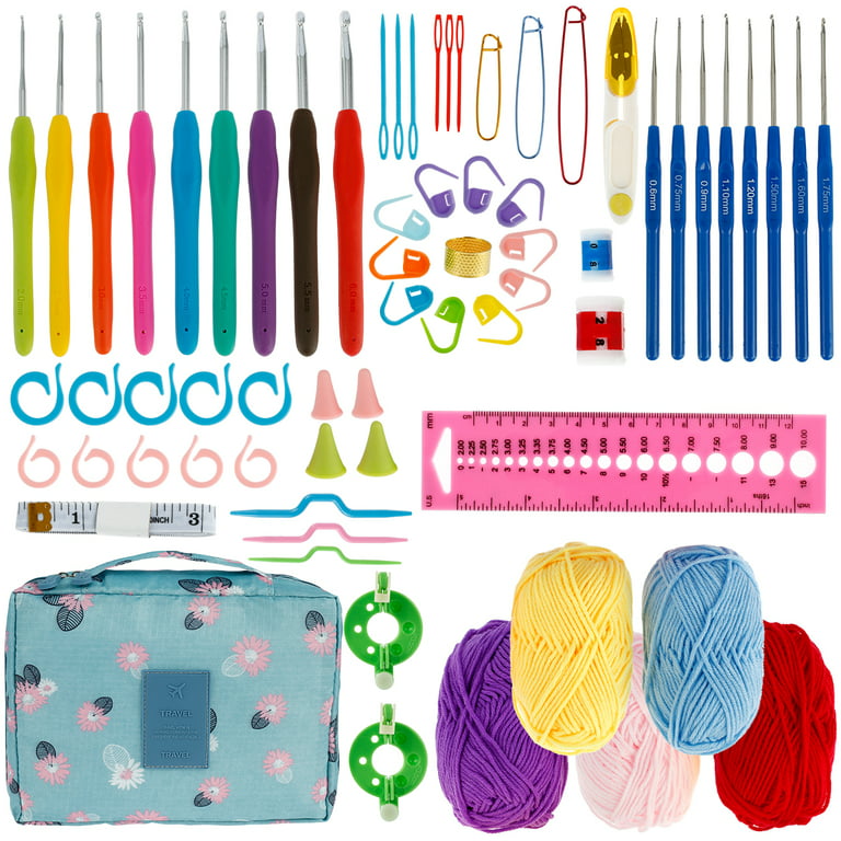 MOMOTOYS Beginner Crochet Kit w/ 130 Page Book, Crochet Yarn Set, Crochet  Hook Kit & Crochet Needle Kit - Crocheting Kits for Beginners, Adults & Kids