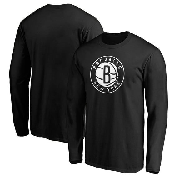 Men's Black Brooklyn Nets Primary Team Logo Long Sleeve T-Shirt