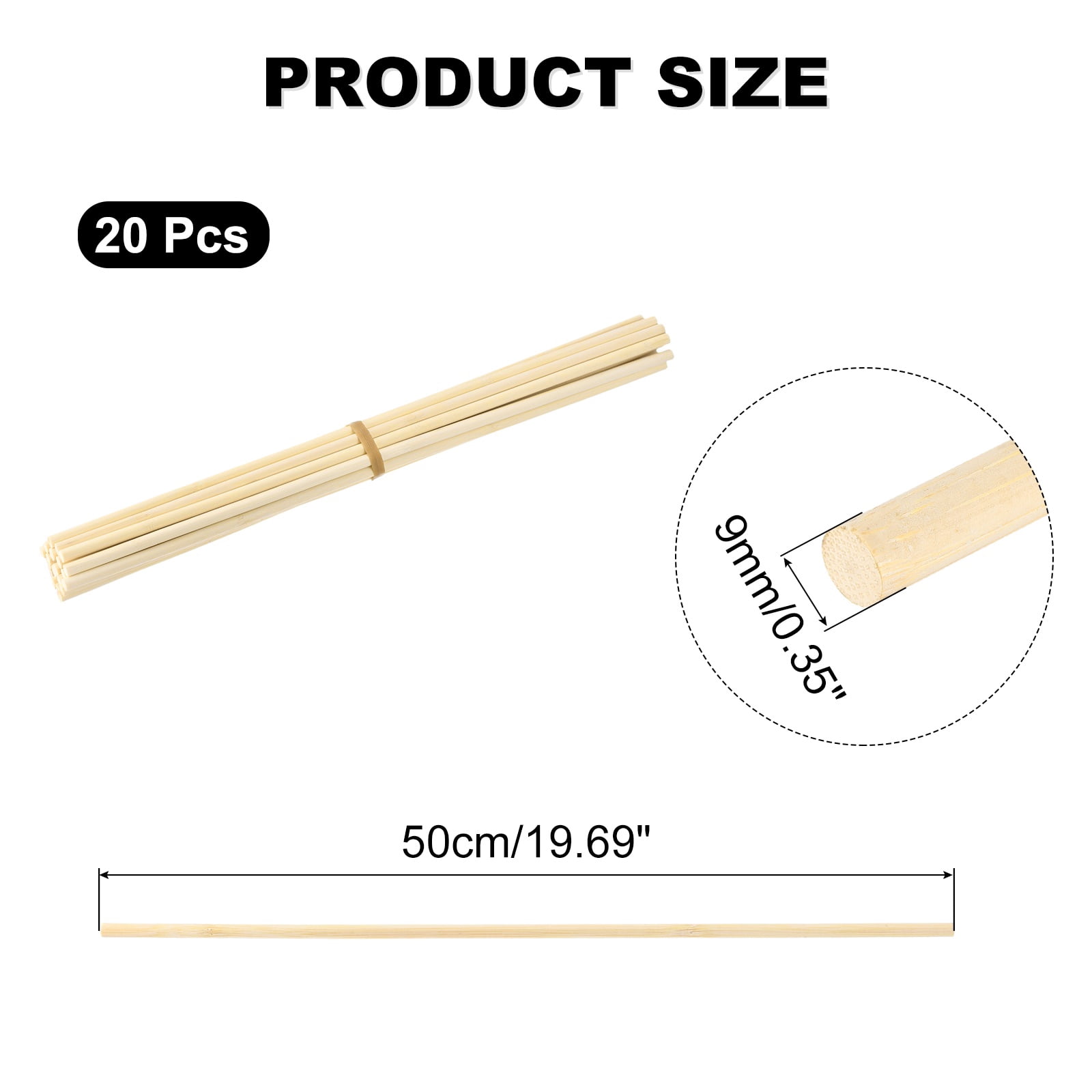 Uxcell Wooden Dowel Rods, 11/32 x 20 Inch Round Dowel Rod Wood Sticks Bamboo Stick for Arts Crafts Photo Booth Props DIY Building Model, 20 Pack