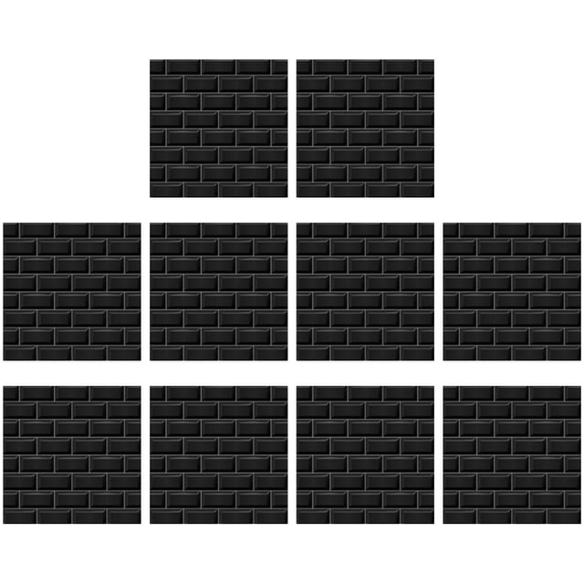 PAMINGONO Black PVC Tile Wall Stickers Vintage Style Removable Decorative Decals for Kitchen and Bathroom