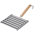 thumbnail image 1 of Hot Dog Roller for Grill Accessories, Stainless Steel Sausage Roller Rack with Extra-Long Wooden Handle, for Gas, Charcoal, or Electric Grills (1PC), 1 of 6