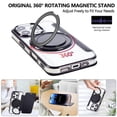 thumbnail image 7 of For iPhone 16 Pro Wallet Cell Cover, RFID Blocking, PU Leather,Compatible With MagSafe , With Flip Card Holder, Ultra Thin Electroplated Rotating Bracket Magneti Protective Cover,Black, 7 of 7
