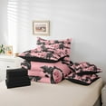 thumbnail image 6 of Castle Fairy Pink Floral Rose Twin Bedding Sets 7-Piece for Children Teens Adults,Kawaii Black Ribbon Bow Bedding Comforter Set Microfiber,Bohemian Damask Breathable Sheet Sets, 6 of 8