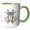 Green/White, variant on 3drose, Letter B- White Rabbits Monogram with Shells and Crown, 11oz Two-tone Green Mug