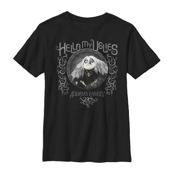Boy's Addams Family Grandmama Hello My Uglies Graphic Tee Black X Large