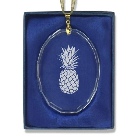 Christmas Pineapple - Oval Crystal Christmas Ornament - Pineapple