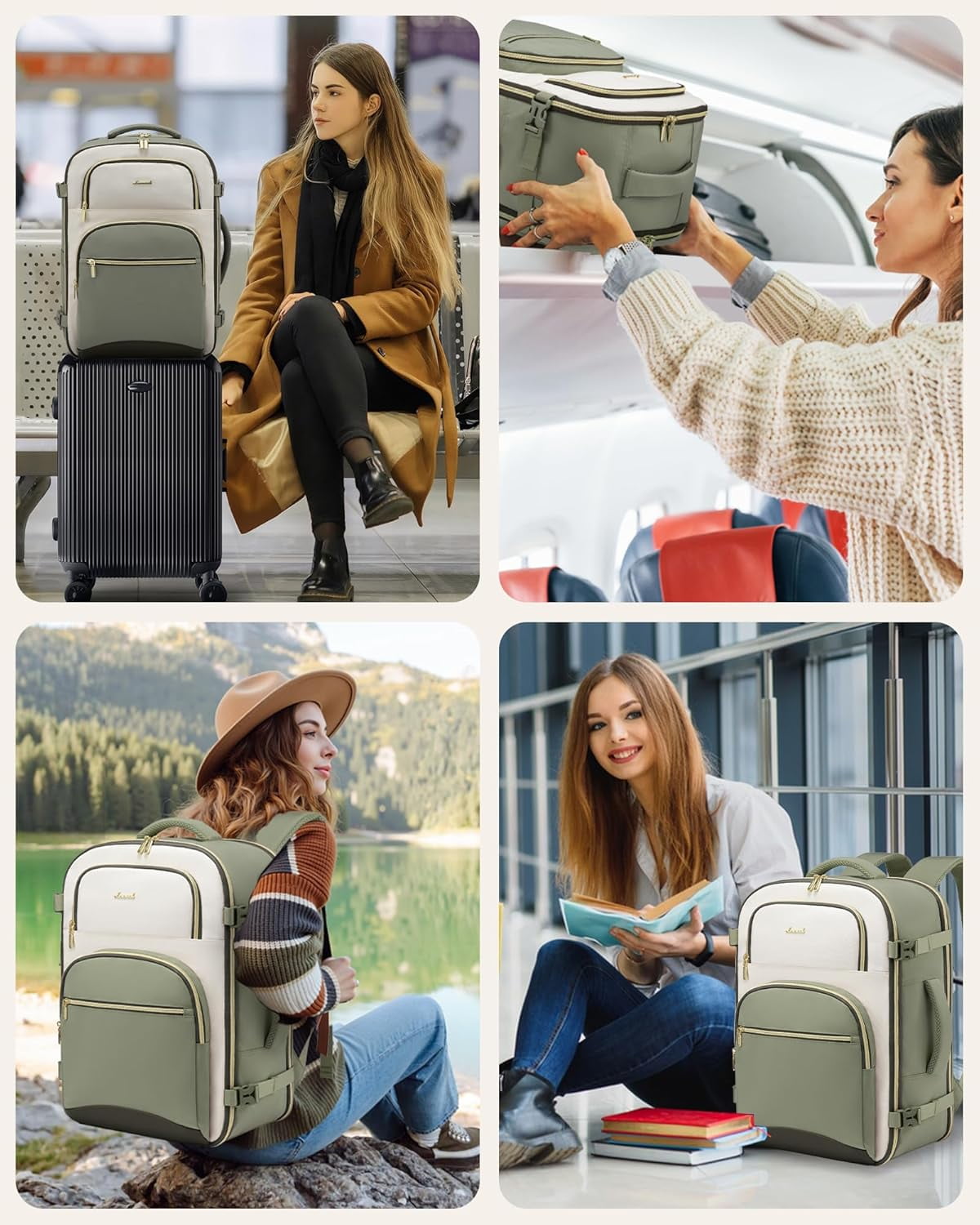 LOVEVOOK Travel Backpack Carry on Flight Approved 40L,Waterproof TSA Travel Essentials Personal Item Backpack for Women Men,Carry on Luggage Suitcase Travel Bag for Airplane with 3 Packing Cubes